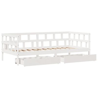 vidaXL Daybed with Drawers without Mattress White 90x200 cm Solid Wood