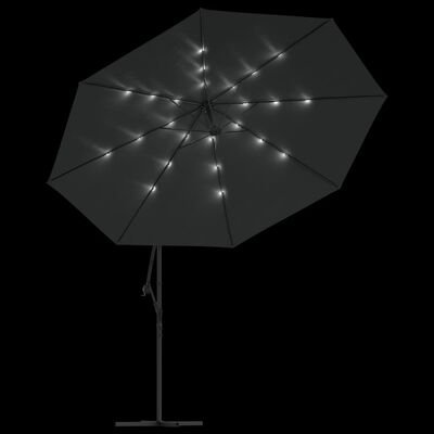 vidaXL Cantilever Garden Parasol with LED Lights and Metal Pole 350 cm Anthracite