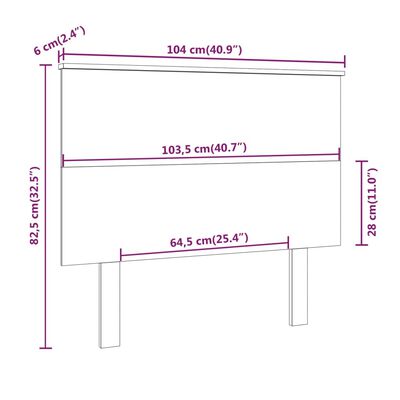 vidaXL Bed Headboard 104x6x82.5 cm Solid Wood Pine