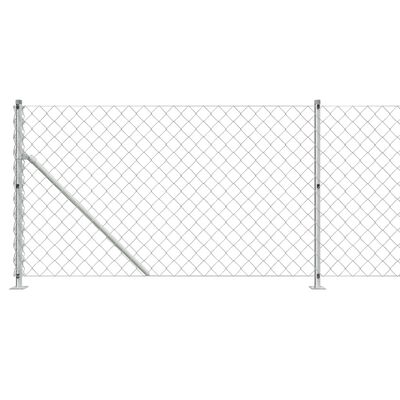 vidaXL Chain Link Fence with Flange Silver 1x10 m