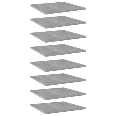 vidaXL Bookshelf Boards 8 pcs Concrete Grey 40x40x1.5 cm Engineered Wood