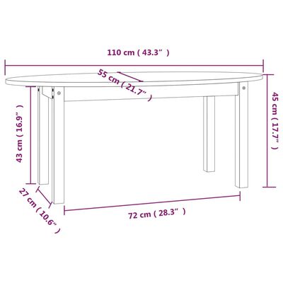 vidaXL Coffee Table Black 110x55x45 cm Solid Wood Pine