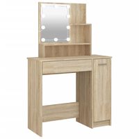 vidaXL Dressing Table with LED Sonoma Oak 86.5x35x136 cm