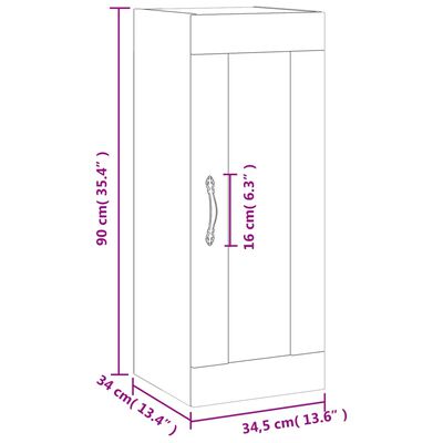 vidaXL Wall Mounted Cabinet Grey Sonoma 34.5x34x90 cm