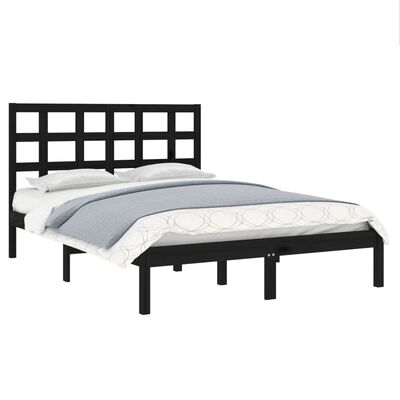 vidaXL Bed Frame without Mattress Black 140x200 cm Solid Wood