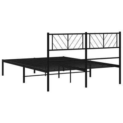 vidaXL Metal Bed Frame without Mattress with Headboard Black 150x200 cm King Size