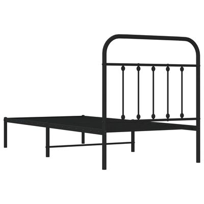 vidaXL Metal Bed Frame without Mattress with Headboard Black 90x200 cm