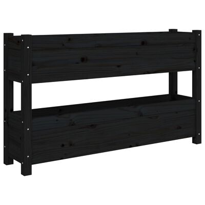 vidaXL Planter Black 112x25x66 cm Solid Wood Pine