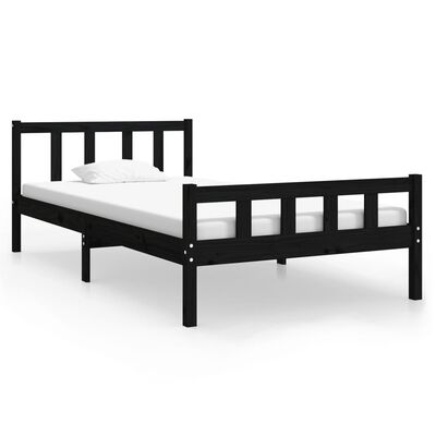 vidaXL Bed Frame without Mattress Black Solid Wood 100x200 cm