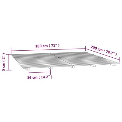 vidaXL Bed Frame without Mattress White 180x200 cm Super King Solid Wood Pine