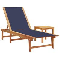 vidaXL Sun Lounger with Table Blue Solid Wood Acacia and Textilene