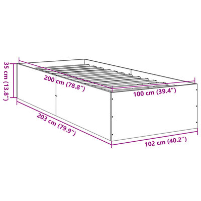 vidaXL Bed Frame without Mattress Smoked Oak 100x200 cm