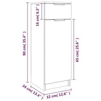 vidaXL Bathroom Cabinet Grey Sonoma 32x34x90 cm Engineered Wood