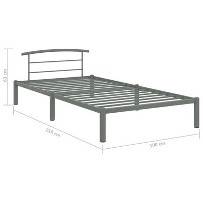 vidaXL Bed Frame without Mattress Grey Metal 90x200 cm