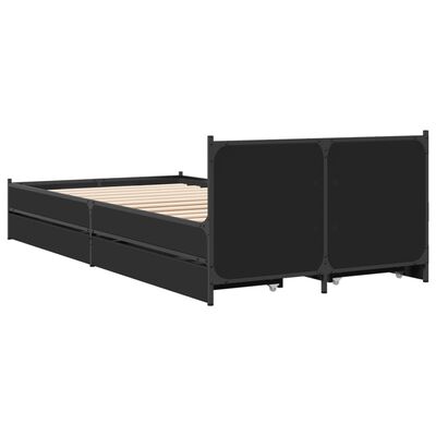 vidaXL Bed Frame with Drawers without Mattress Black 90x190 cm Single