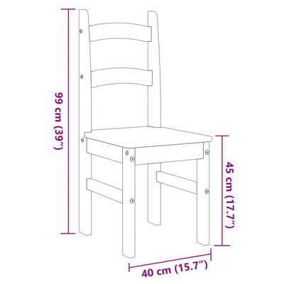 vidaXL Dining Chairs 2 pcs 40x46x99 cm Solid Wood Pine