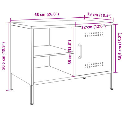 vidaXL TV Cabinet Anthracite 68x39x50.5 cm Steel