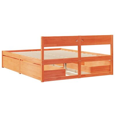 vidaXL Bed Frame without Mattress Wax Brown 160x200 cm Solid Wood Pine