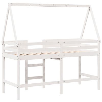 vidaXL Loft Bed with Ladder and Roof without Mattress White 80x200 cm