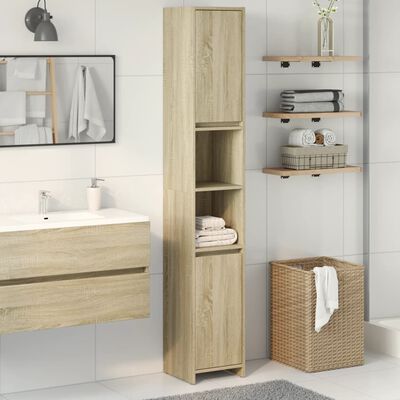 vidaXL Bathroom Cabinet Sonoma Oak 30x30x183.5 cm Engineered Wood