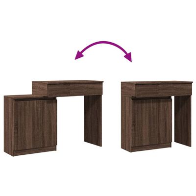 vidaXL Dressing Table with LED Brown Oak 115x37x110.5 cm