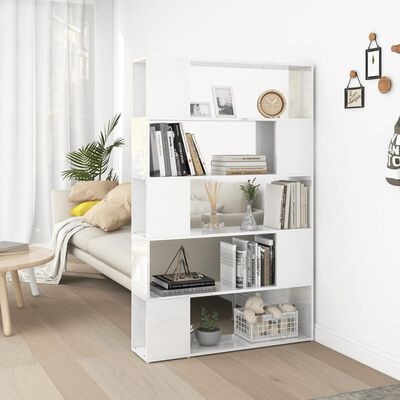 vidaXL Book Cabinet Room Divider High Gloss White Engineered Wood