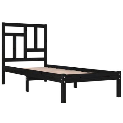 vidaXL Bed Frame without Mattress Black 90x190 cm Single Solid Wood Pine