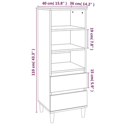 vidaXL Highboard Grey Sonoma 40x36x110 cm Engineered Wood