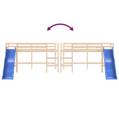 vidaXL Kids' Loft Bed with Slide 90x190 cm Solid Wood Pine