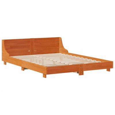 vidaXL Bed Frame without Mattress Wax Brown 160x200 cm Solid Wood Pine