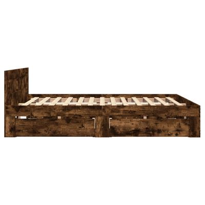 vidaXL Bed Frame with Headboard without Mattress Smoked Oak 140x200 cm