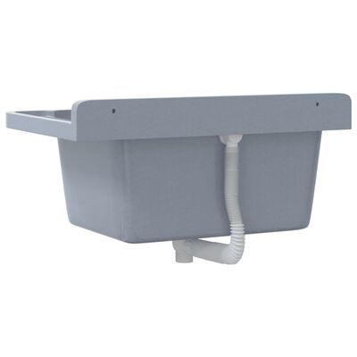 vidaXL Sink Washbasin for Wall Mounting Grey 60x40x28 cm Resin