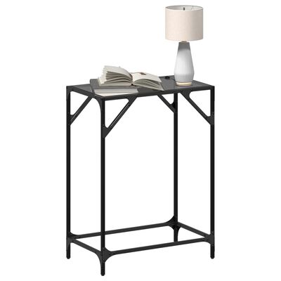 vidaXL Console Table with Black Glass Top 60x35x81 cm Steel