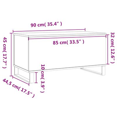 vidaXL Coffee Table Smoked Oak 90x44.5x45 cm Engineered Wood