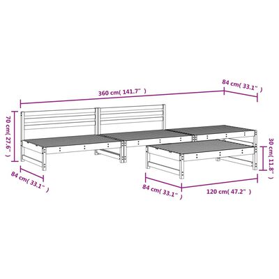 vidaXL 4 Piece Garden Lounge Set Honey Brown Solid Wood Pine