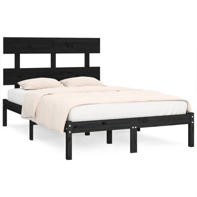 vidaXL Bed Frame without Mattress Black 140x200 cm Solid Wood