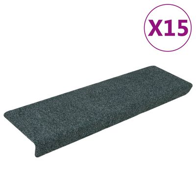 vidaXL Stair Mats 15 pcs Needle Punch 65x21x4 cm Brown