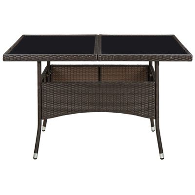 vidaXL Outdoor Dining Table Brown Poly Rattan and Glass