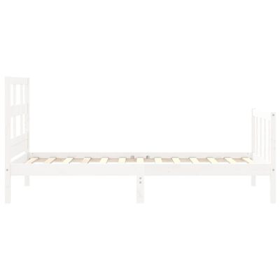 vidaXL Bed Frame without Mattress White Small Single Solid Wood Pine