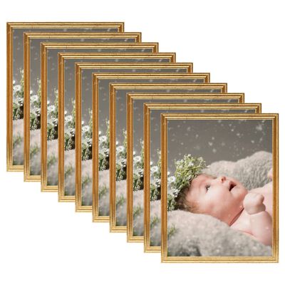 vidaXL Photo Frames Collage 10 pcs for Table Gold 13x18 cm MDF