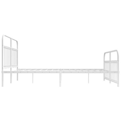 vidaXL Metal Bed Frame without Mattress with Footboard White 183x213 cm