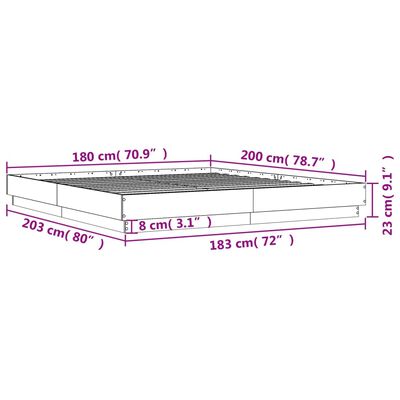 vidaXL Bed Frame without Mattress Brown Oak 180x200 cm Super King