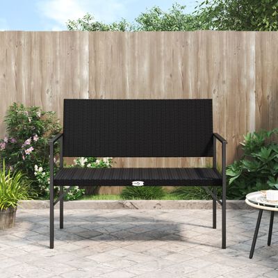 vidaXL 2-Seater Garden Bench Black Poly Rattan