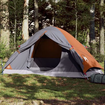 vidaXL Camping Tent Dome 2-Person Grey and Orange Waterproof