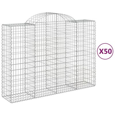 vidaXL Arched Gabion Baskets 50 pcs 200x50x140/160 cm Galvanised Iron