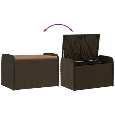 vidaXL Storage Bench with Cushion Brown 80x51x52 cm Poly Rattan