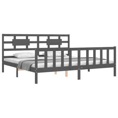 vidaXL Bed Frame without Mattress Grey 200x200 cm Solid Wood Pine