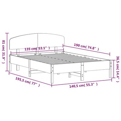 vidaXL Bed Frame without Mattress White 135x190 cm Double Solid Wood Pine