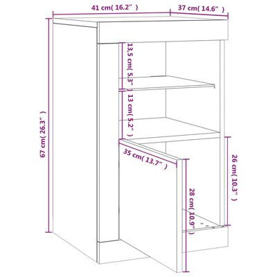 vidaXL Side Cabinet with LED Lights Sonoma Oak Engineered Wood