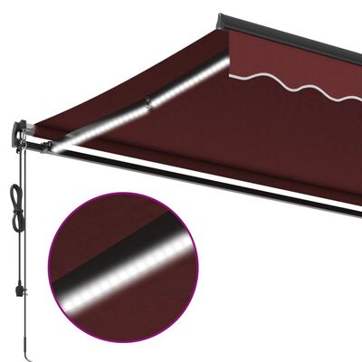 vidaXL Automatic Retractable Awning with LEDs Burgundy 600x350 cm